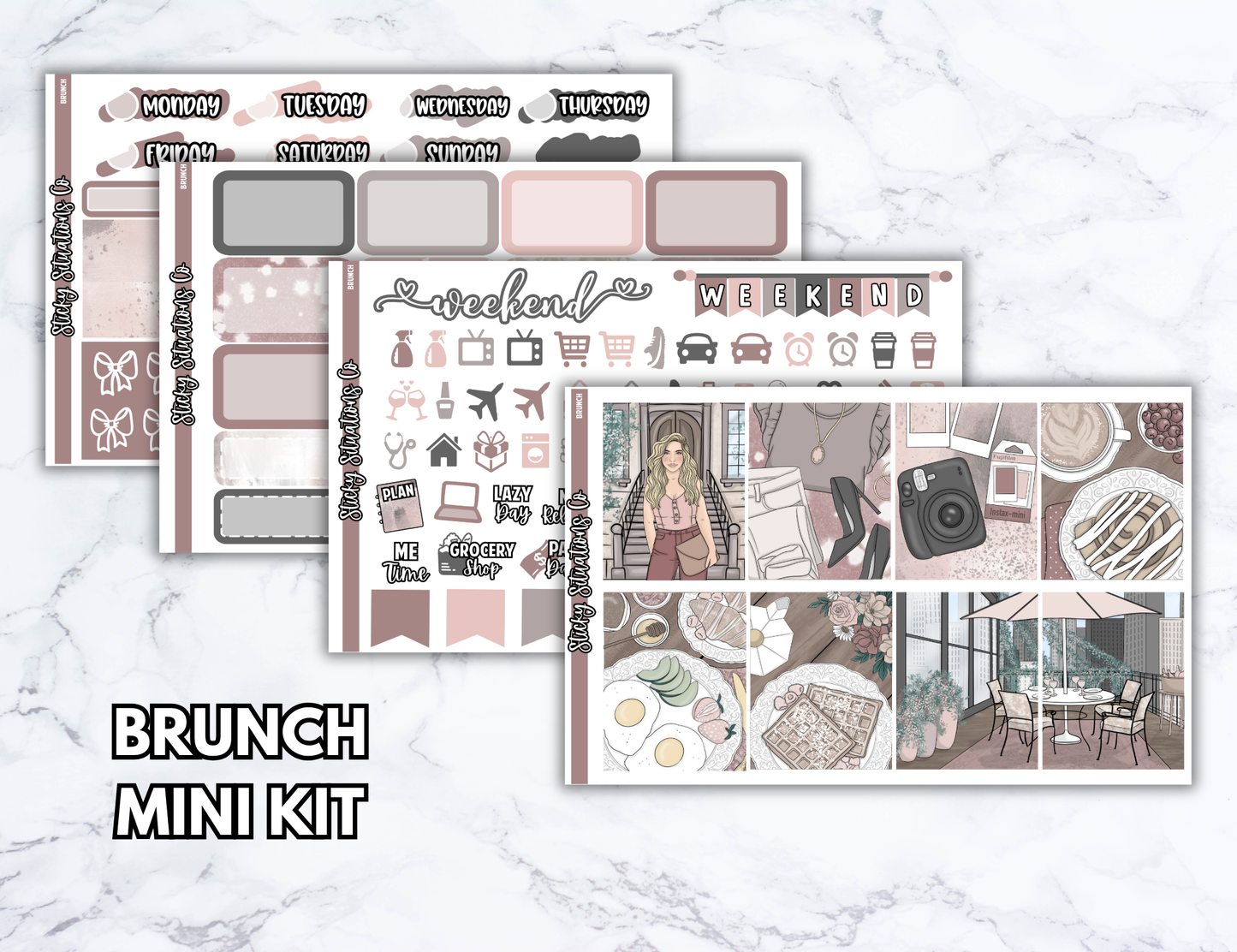 Brunch Mini Vertical Planner Sticker Kit – Fun and Bright Matte Stickers for Weekly Layouts | Perfect for Every Day Planning