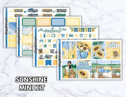 Sunshine Mini Vertical Planner Sticker Kit – Fun and Bright Matte Stickers for Weekly Layouts | Perfect for Summer Planning