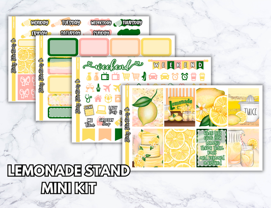 Lemonade Stand Mini Vertical Planner Sticker Kit – Fun and Bright Matte Stickers for Weekly Layouts | Perfect for Summer Planning