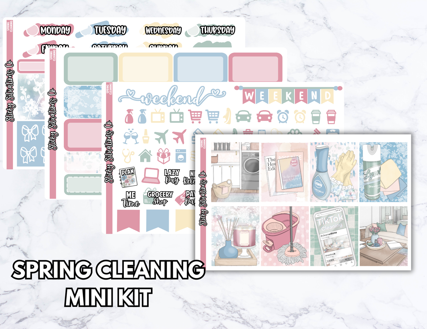 Spring Cleaning Mini Vertical Planner Sticker Kit – Fun and Bright Matte Stickers for Weekly Layouts | Perfect for Every Day Planning