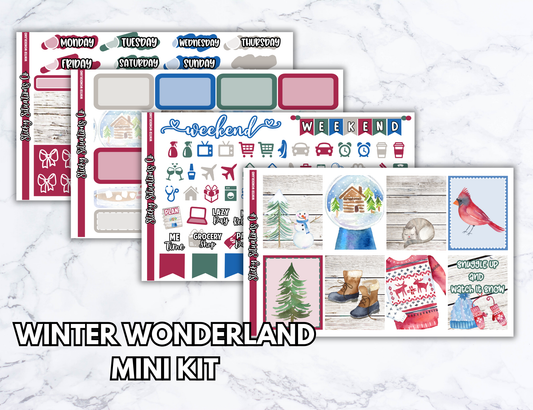 Winter Wonderland Mini Vertical Planner Sticker Kit – Fun and Bright Matte Stickers for Weekly Layouts | Perfect for Winter Planning