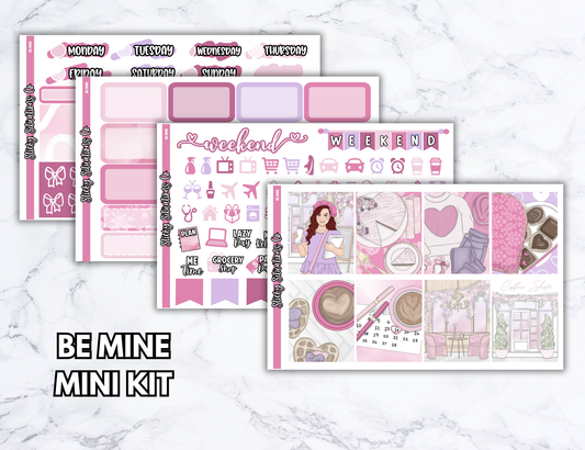 Be Mine Mini Vertical Planner Sticker Kit – Fun and Bright Matte Stickers for Weekly Layouts | Perfect for Valentine's Day Planning