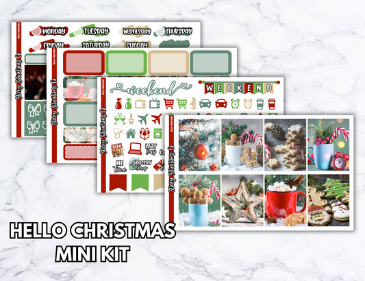 Hello Christmas Mini Vertical Planner Sticker Kit – Fun and Bright Matte Stickers for Weekly Layouts | Perfect for Christmas Planning