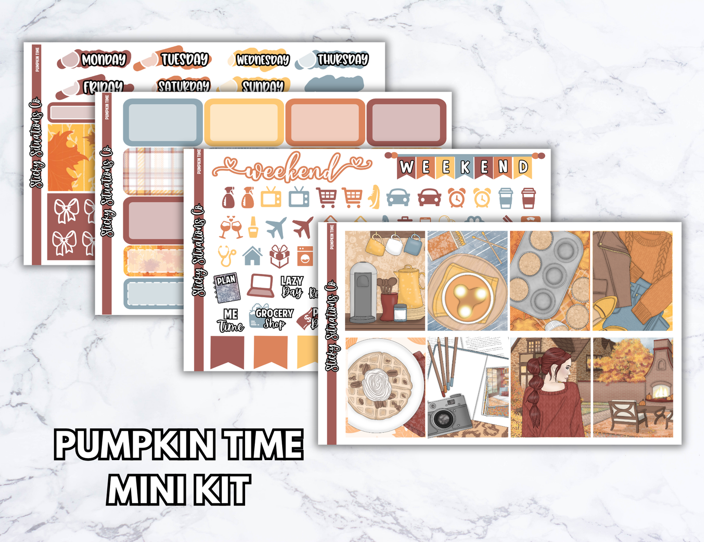 Pumpkin Time Mini Vertical Planner Sticker Kit – Fun and Bright Matte Stickers for Weekly Layouts | Perfect for Fall Planning