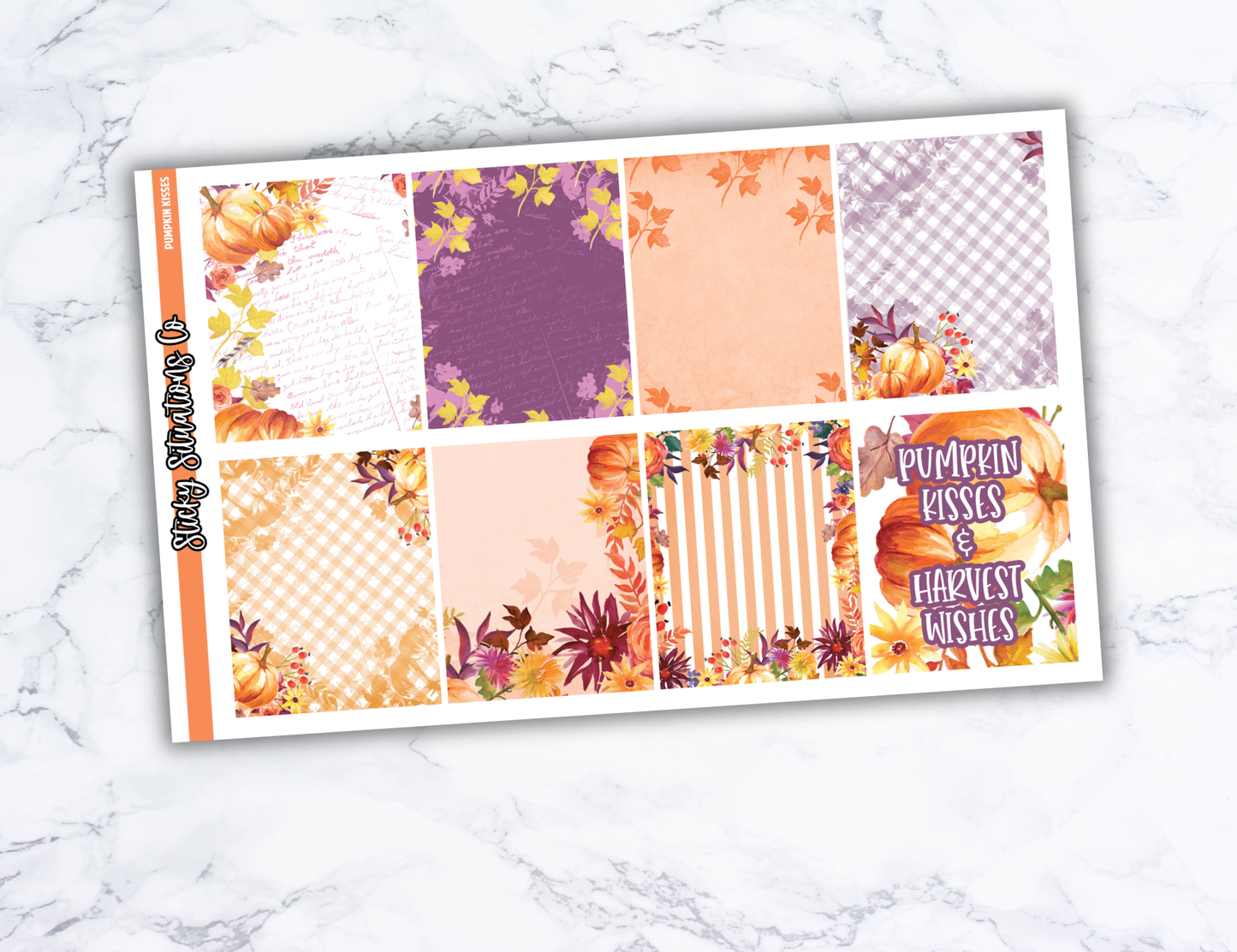 Pumpkin Kisses Full Vertical Planner Sticker Kit – Fun and Bright Matte Stickers for Weekly Layouts | Perfect for Fall Planning