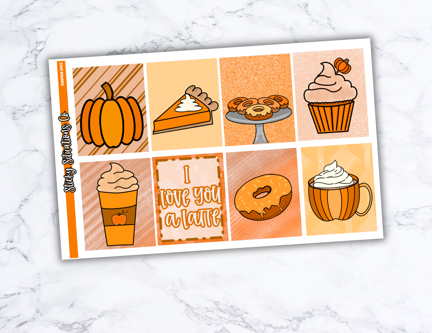 Pumpkin Spice Mini Vertical Planner Sticker Kit – Fun and Bright Matte Stickers for Weekly Layouts | Perfect for Fall Planning