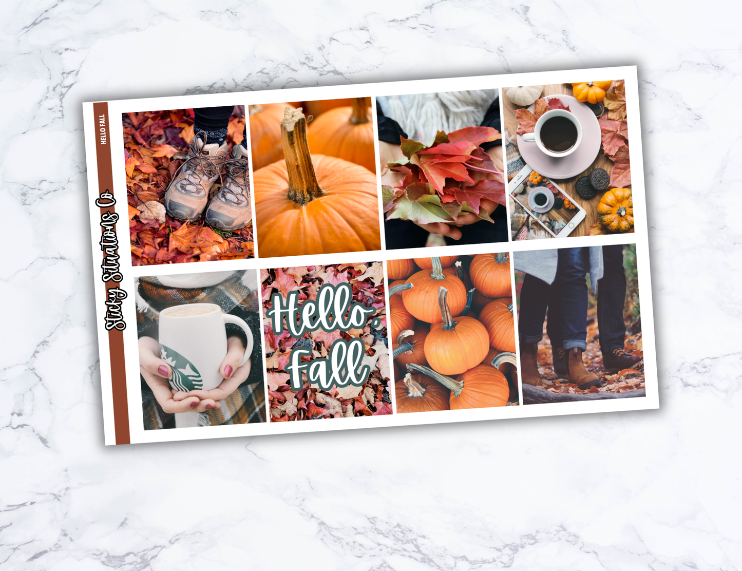 Hello Fall Mini Vertical Planner Sticker Kit – Fun and Bright Matte Stickers for Weekly Layouts | Perfect for Fall Planning