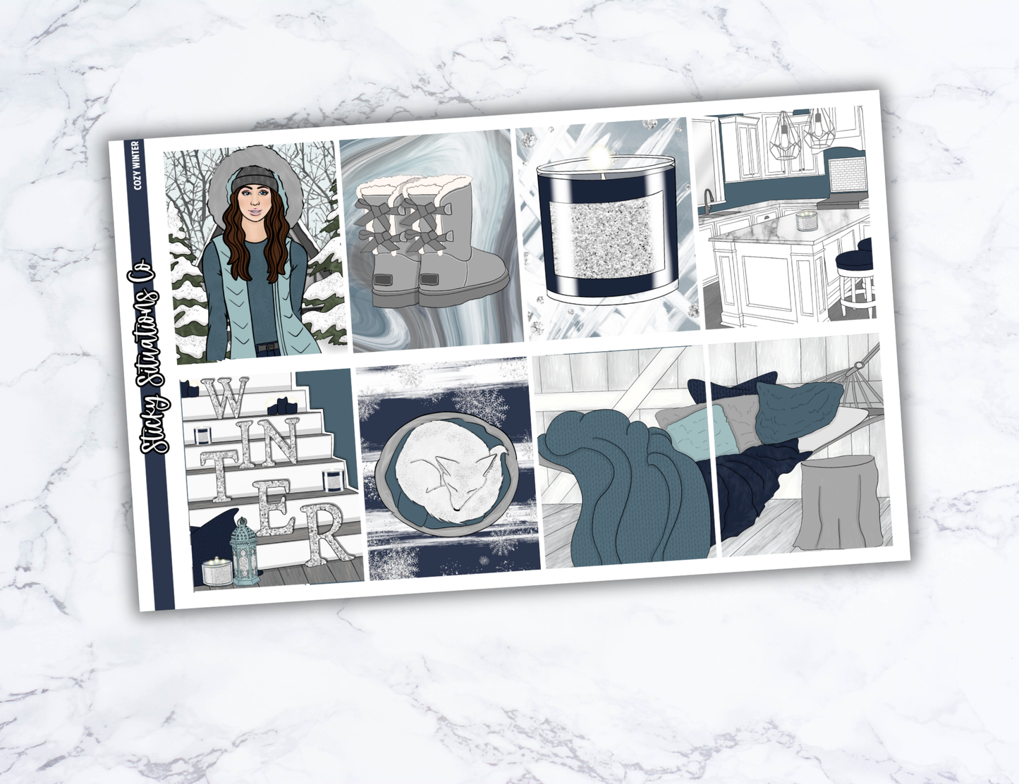 Cozy Winter Full Vertical Planner Sticker Kit – Fun and Bright Matte Stickers for Weekly Layouts | Perfect for Winter Planning