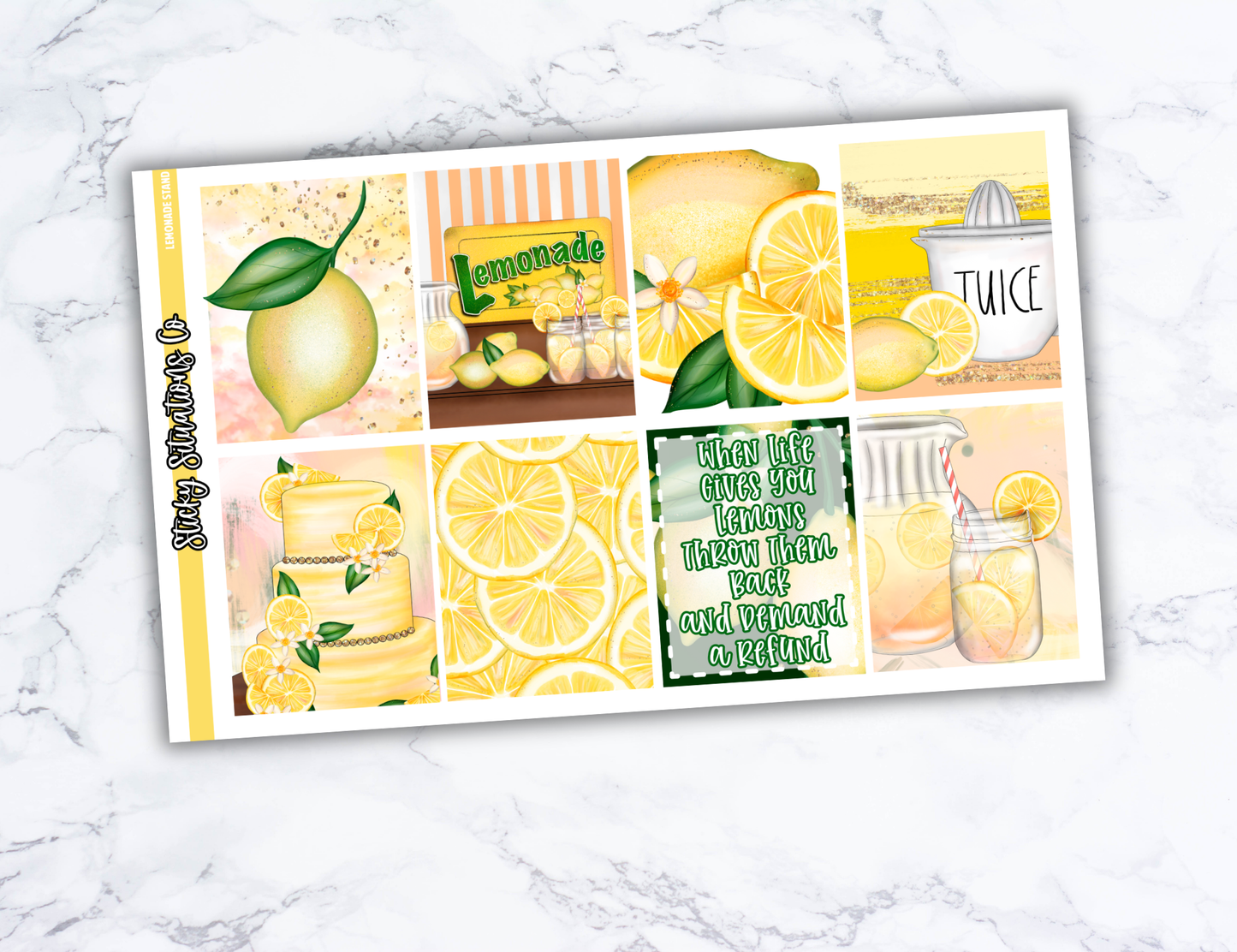 Lemonade Stand Mini Vertical Planner Sticker Kit – Fun and Bright Matte Stickers for Weekly Layouts | Perfect for Summer Planning