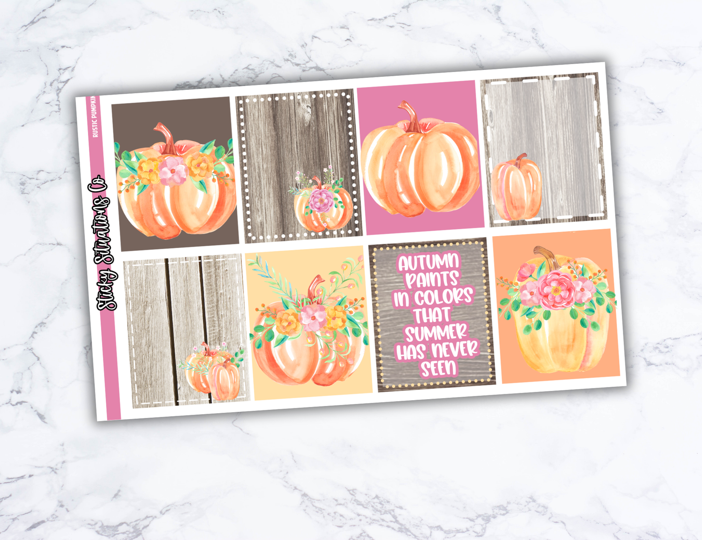 Rustic Pumpkin Mini Vertical Planner Sticker Kit – Fun and Bright Matte Stickers for Weekly Layouts | Perfect for Fall Planning