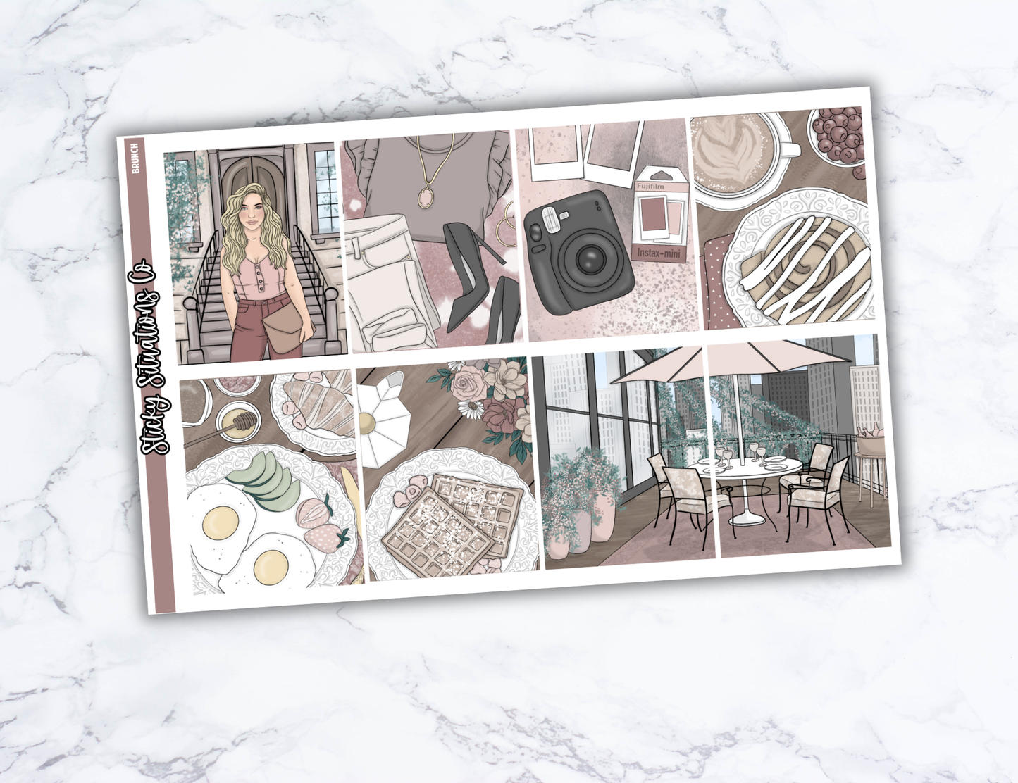 Brunch Mini Vertical Planner Sticker Kit – Fun and Bright Matte Stickers for Weekly Layouts | Perfect for Every Day Planning