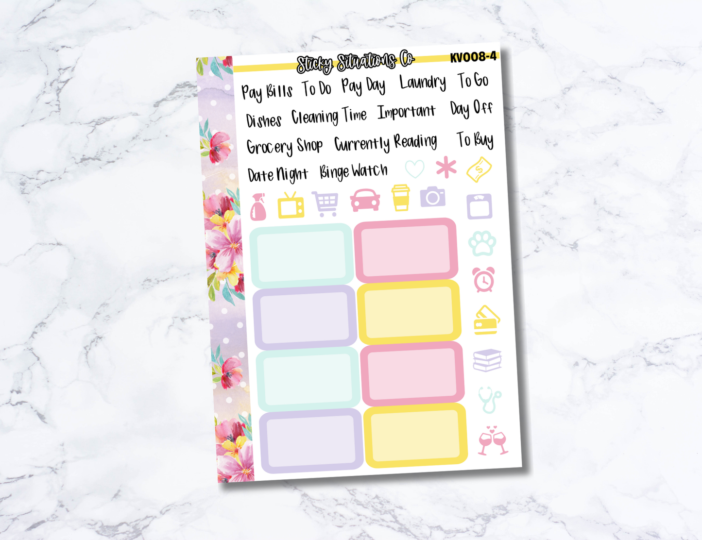 Spring Themed Sticker Kit | Four Page Functional Sticker Kit Made for Vertical Planners