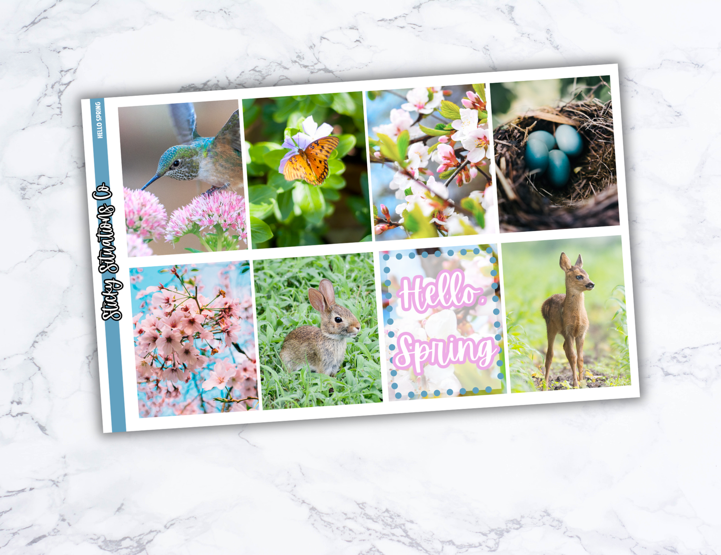 Hello Spring Full Vertical Planner Sticker Kit – Fun and Bright Matte Stickers for Weekly Layouts | Perfect for Spring Planning