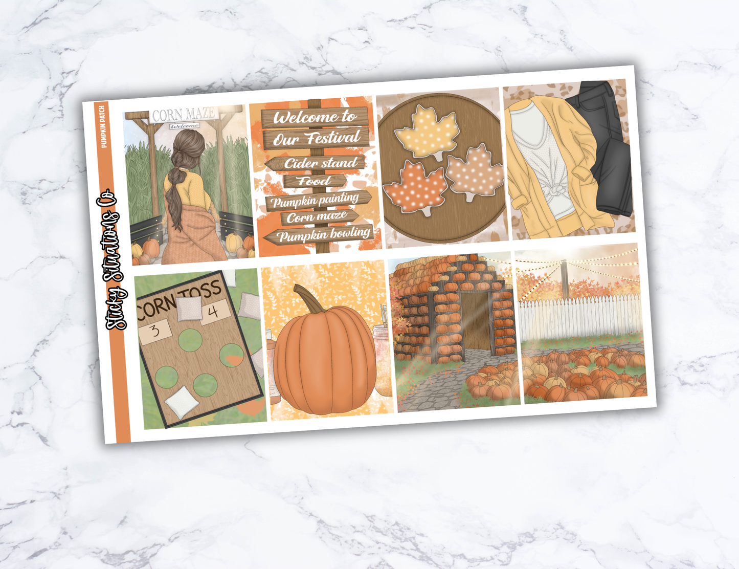 Pumpkin  Patch Full Vertical Planner Sticker Kit – Fun and Bright Matte Stickers for Weekly Layouts | Perfect for Fall Planning