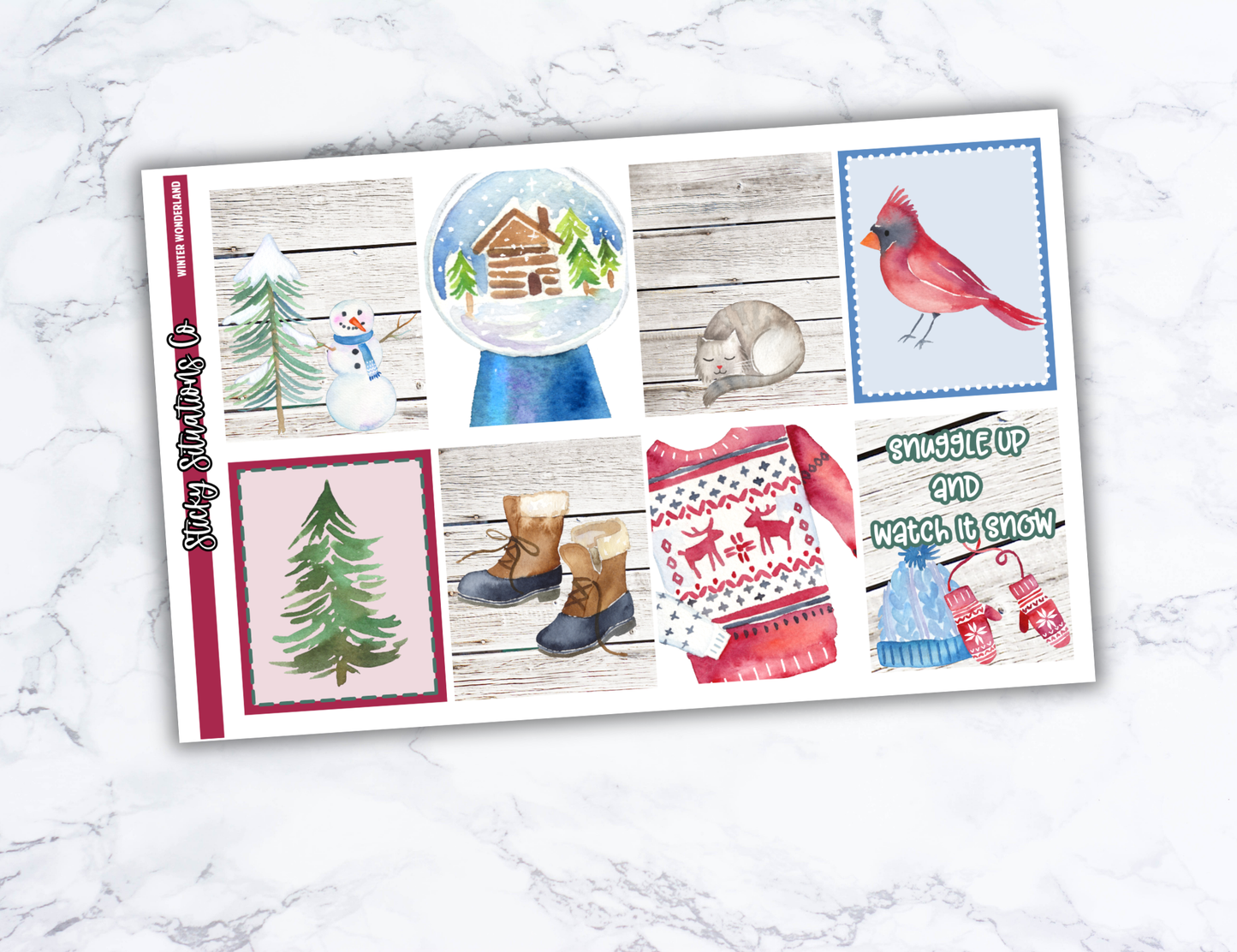 Winter Wonderland Full Vertical Planner Sticker Kit – Fun and Bright Matte Stickers for Weekly Layouts | Perfect for Winter Planning