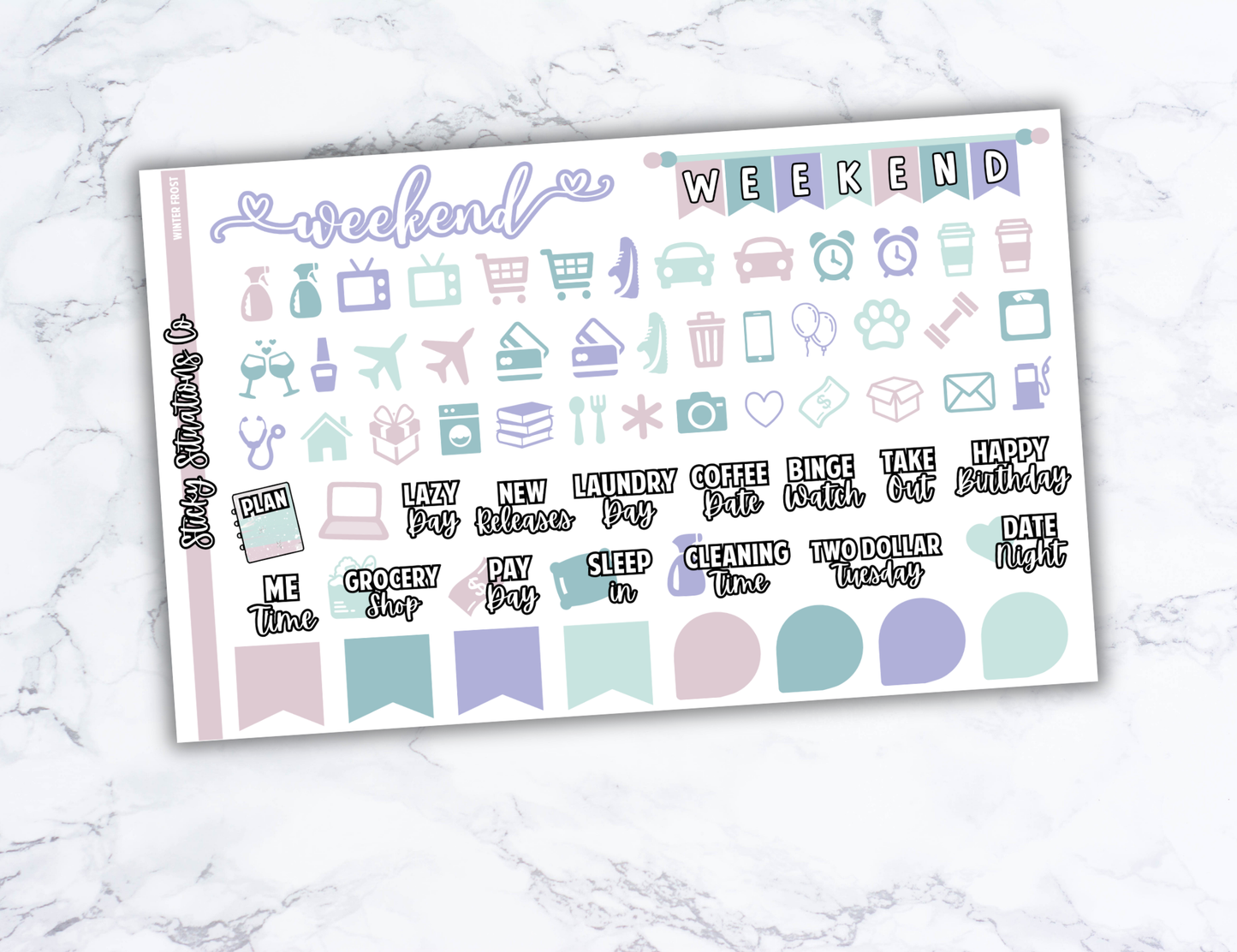 Winter Frost Full Vertical Planner Sticker Kit – Cozy & Cool Matte Stickers for Weekly Layouts | Perfect for Winter Planning