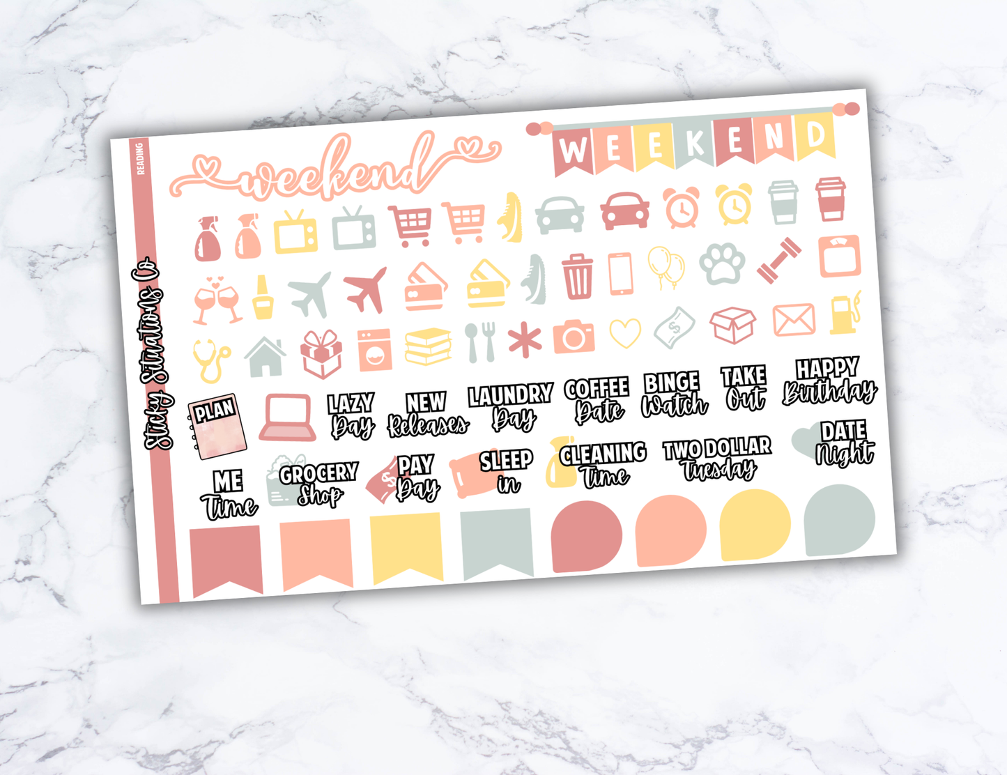 Reading Full Vertical Planner Sticker Kit – Fun and Bright Matte Stickers for Weekly Layouts | Perfect for Every Day Planning