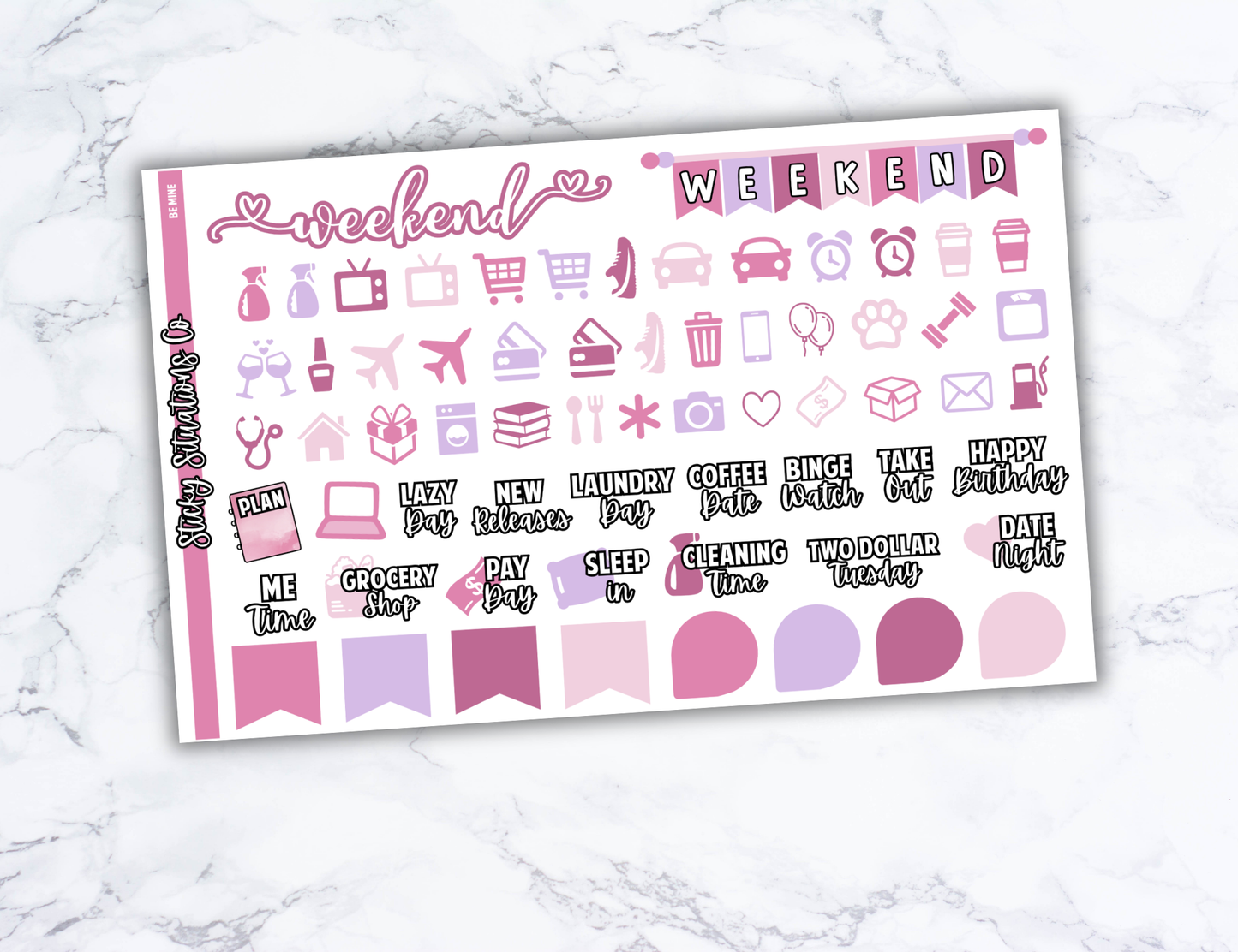 Be Mine Full Vertical Planner Sticker Kit – Fun and Bright Matte Stickers for Weekly Layouts | Perfect for Valentine's Day Planning