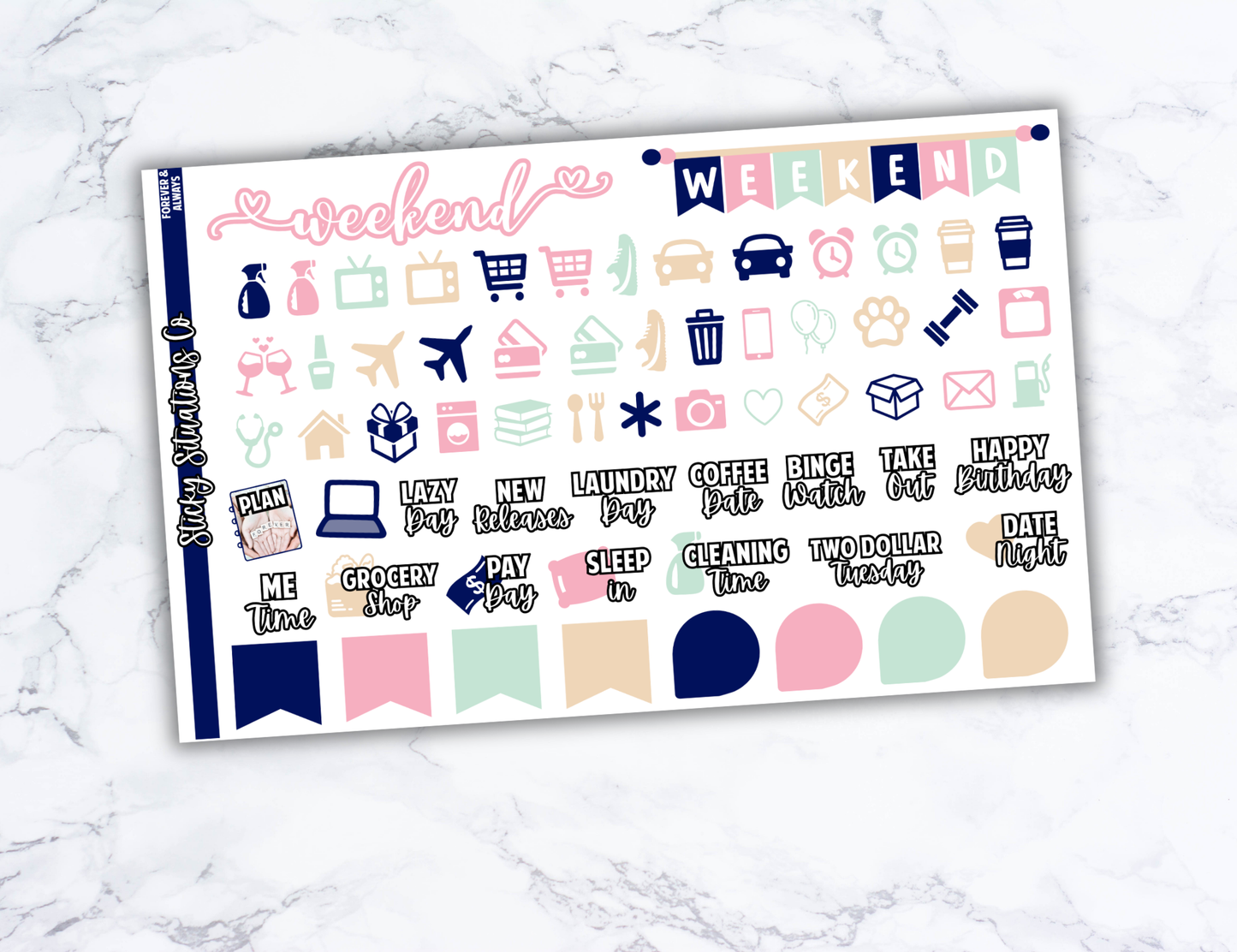 Forever and Always Mini Vertical Planner Sticker Kit – Fun and Bright Matte Stickers for Weekly Layouts | Perfect for Wedding Planning