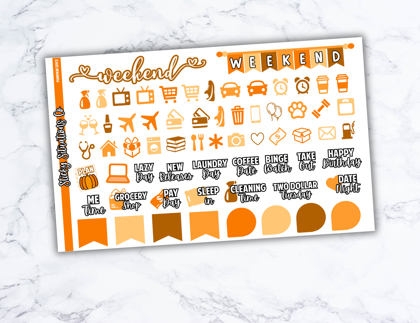 Pumpkin Spice Mini Vertical Planner Sticker Kit – Fun and Bright Matte Stickers for Weekly Layouts | Perfect for Fall Planning