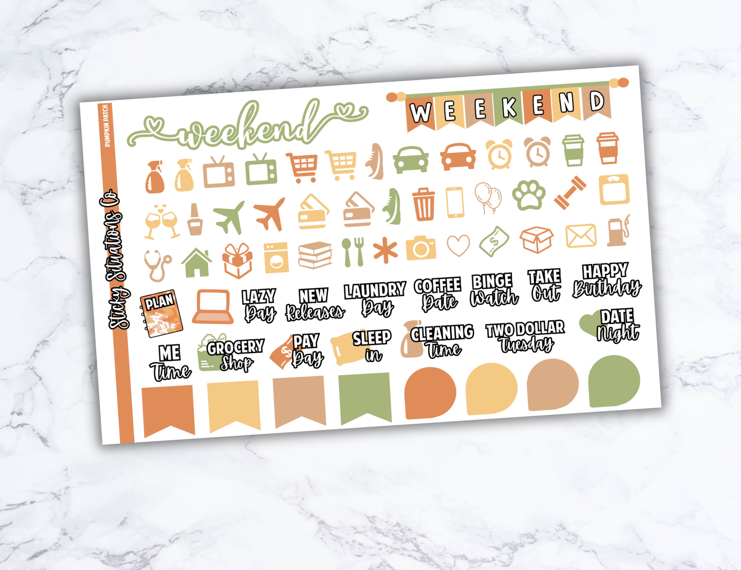 Pumpkin  Patch Full Vertical Planner Sticker Kit – Fun and Bright Matte Stickers for Weekly Layouts | Perfect for Fall Planning