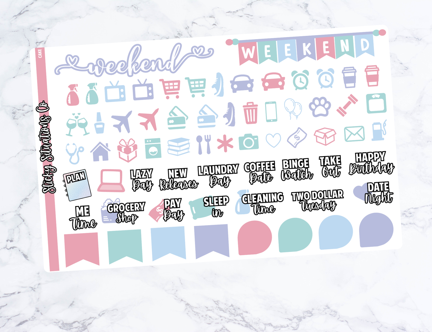 Cake Mini Vertical Planner Sticker Kit – Fun and Bright Matte Stickers for Weekly Layouts | Perfect for Every Day Planning