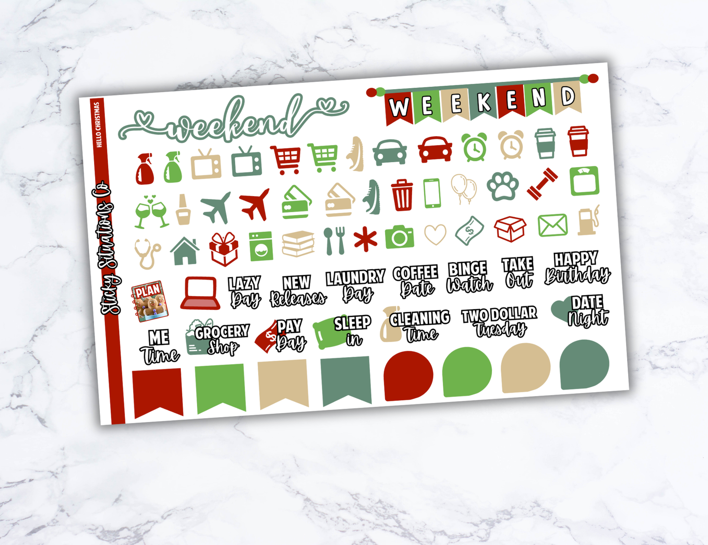 Hello Christmas Full Vertical Planner Sticker Kit – Fun and Bright Matte Stickers for Weekly Layouts | Perfect for Christmas Planning