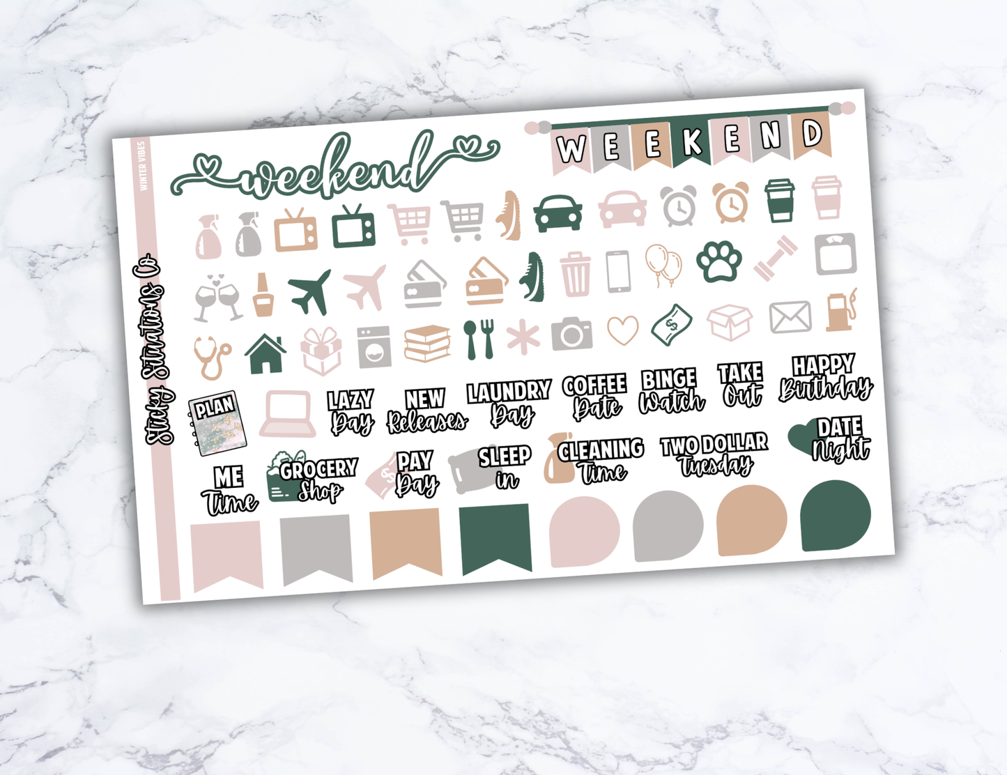 Winter Vibes Mini Vertical Planner Sticker Kit – Fun and Bright Matte Stickers for Weekly Layouts | Perfect for Winter Planning