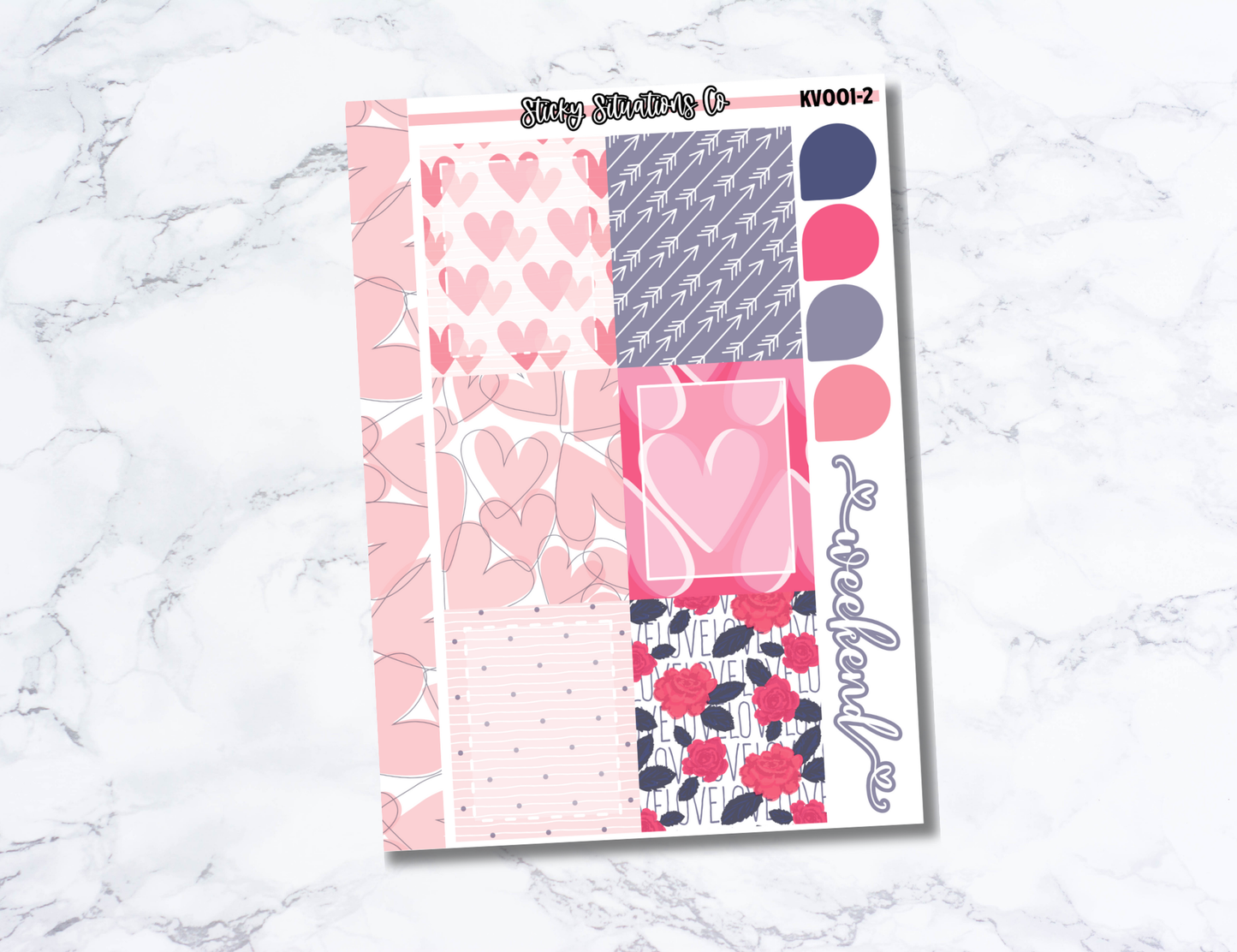 Valentine's Day Themed Sticker Kit | Four Page Functional Sticker Kit Made for Vertical Planners