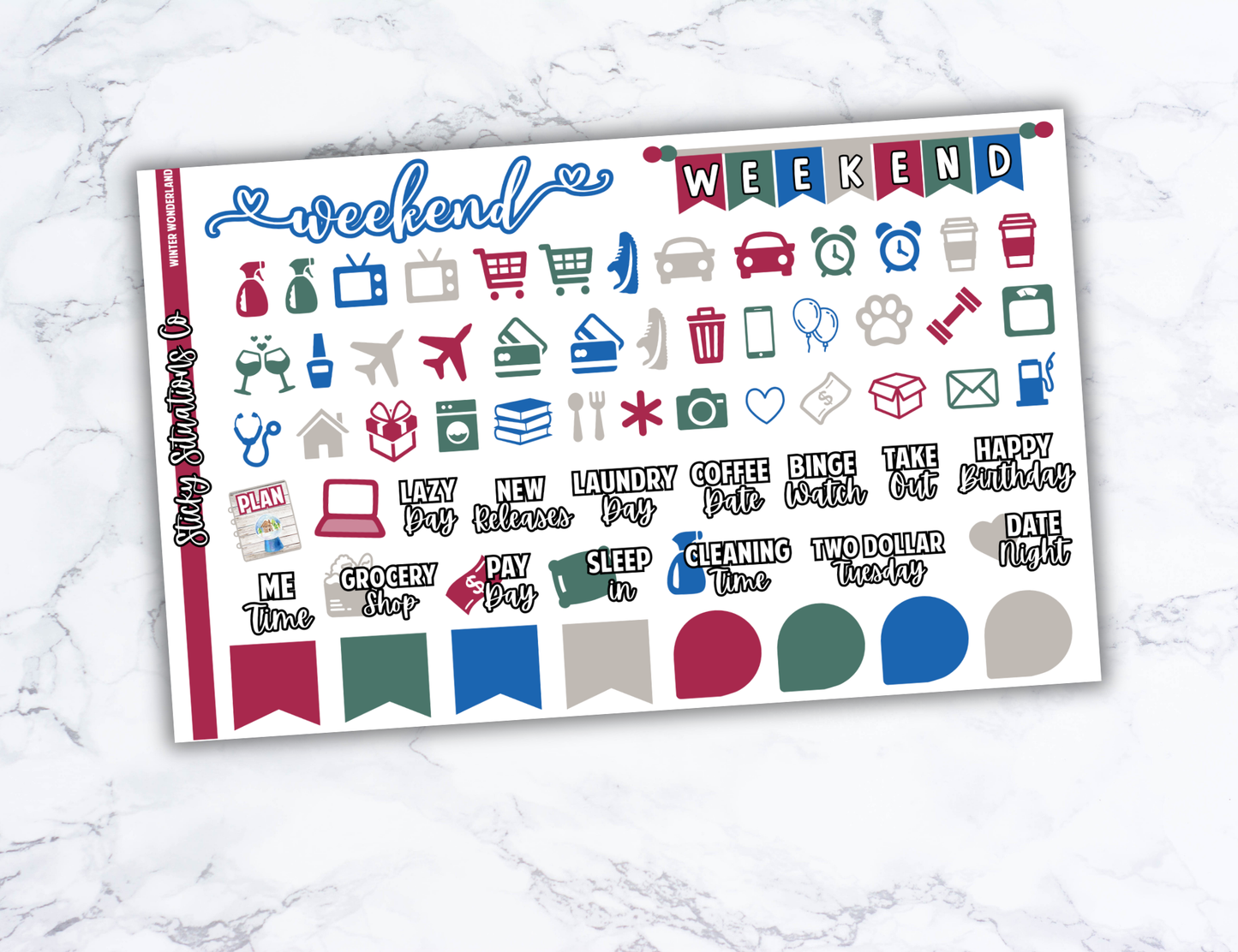 Winter Wonderland Mini Vertical Planner Sticker Kit – Fun and Bright Matte Stickers for Weekly Layouts | Perfect for Winter Planning