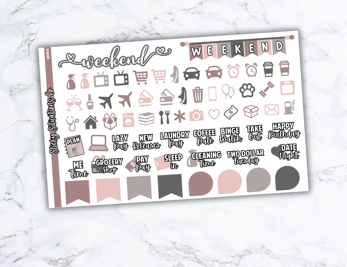 Brunch Mini Vertical Planner Sticker Kit – Fun and Bright Matte Stickers for Weekly Layouts | Perfect for Every Day Planning