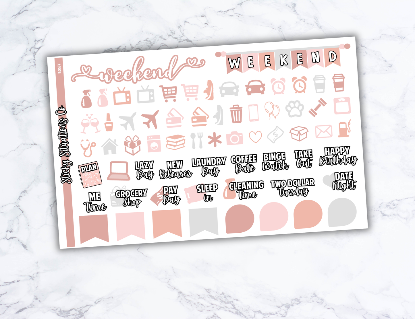 Bossy Full Vertical Planner Sticker Kit – Fun and Bright Matte Stickers for Weekly Layouts | Perfect for Every Day Planning