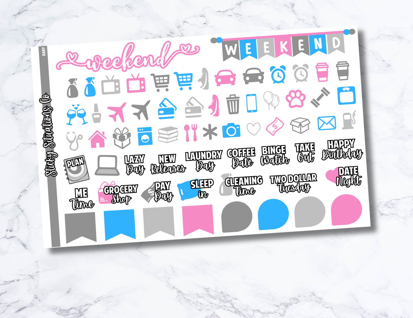 Baby Full Vertical Planner Sticker Kit – Fun Matte Stickers for Weekly Layouts | Perfect for Baby Planning