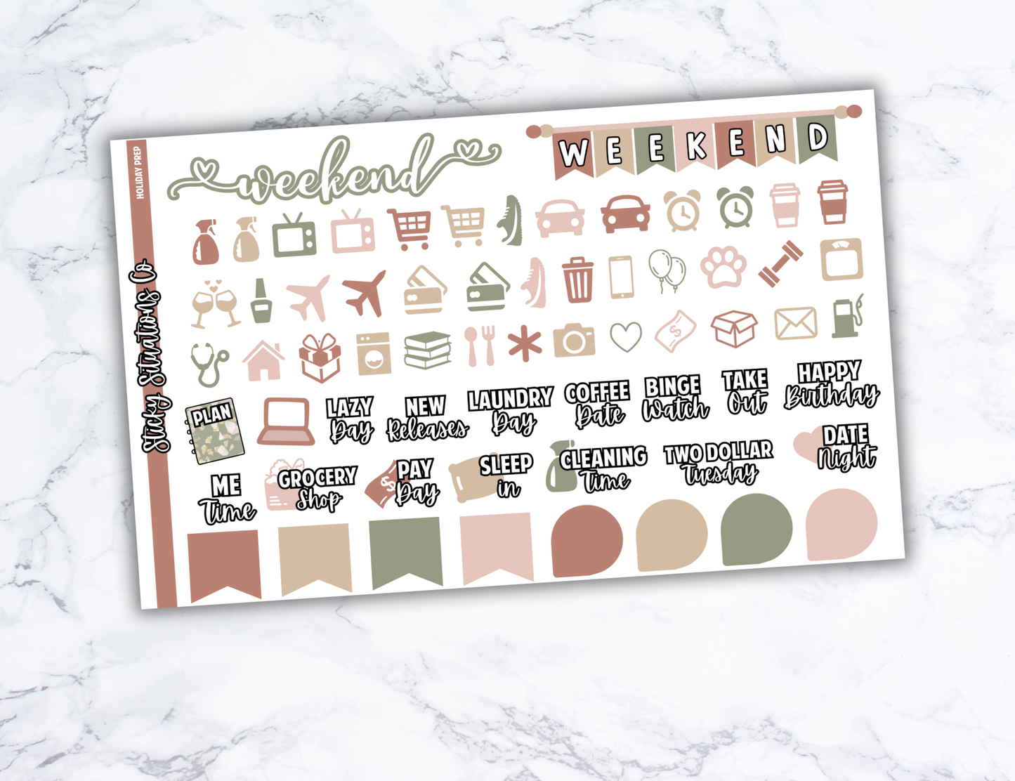 Holiday Prep Full Vertical Planner Sticker Kit – Cozy & Cool Matte Stickers for Weekly Layouts | Perfect for Christmas Planning