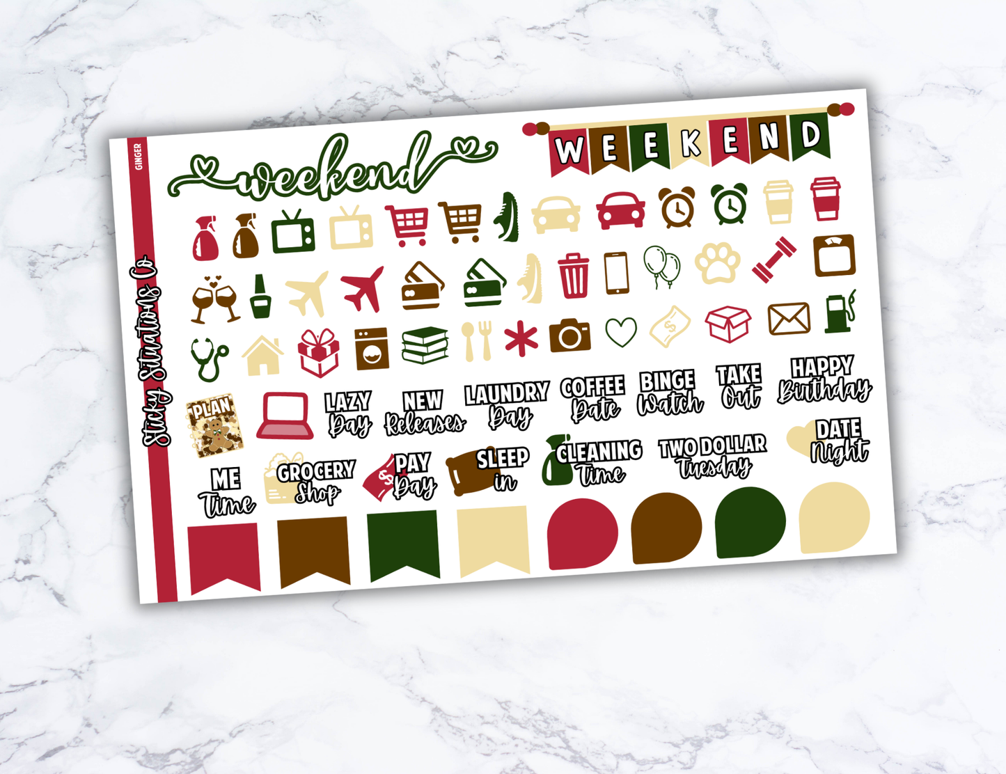 Ginger Mini Vertical Planner Sticker Kit – Fun and Bright Matte Stickers for Weekly Layouts | Perfect for Christmas Planning