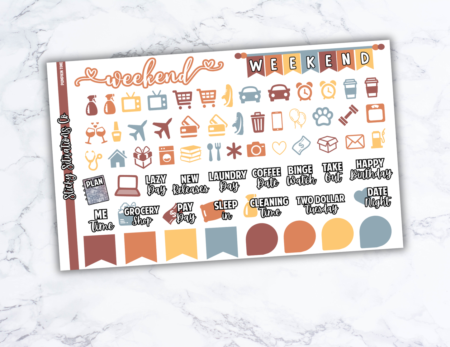 Pumpkin Time Full Vertical Planner Sticker Kit – Fun and Bright Matte Stickers for Weekly Layouts | Perfect for Fall Planning