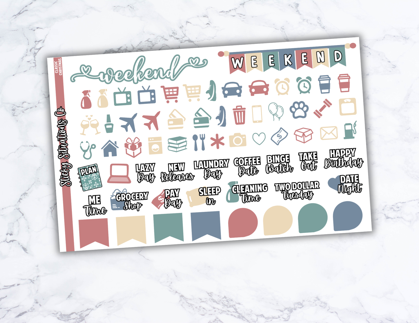 Classic Christmas Full Vertical Planner Sticker Kit – Fun and Bright Matte Stickers for Weekly Layouts | Perfect for Christmas Planning