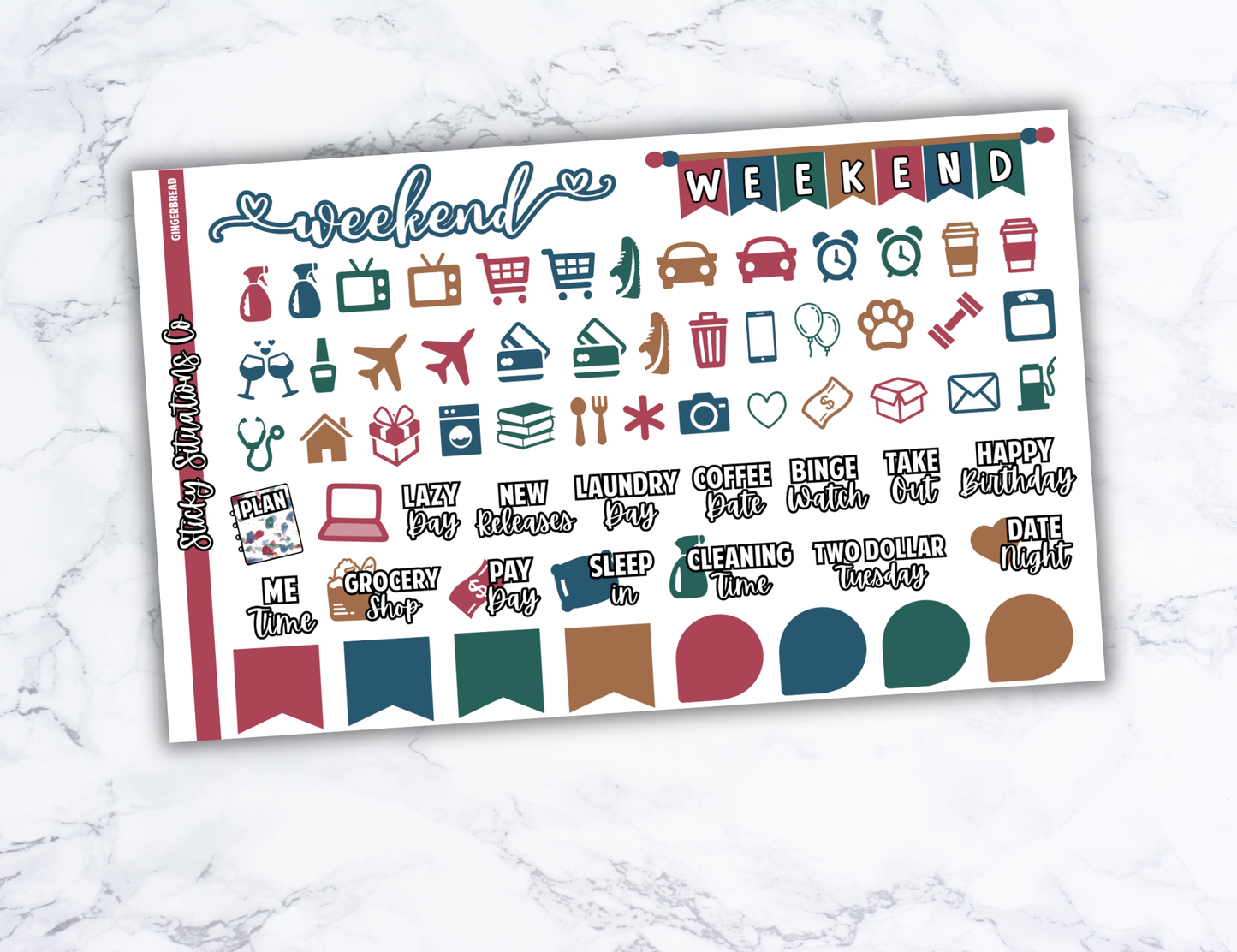 Gingerbread Mini Vertical Planner Sticker Kit – Cozy & Cool Matte Stickers for Weekly Layouts | Perfect for Christmas Planning