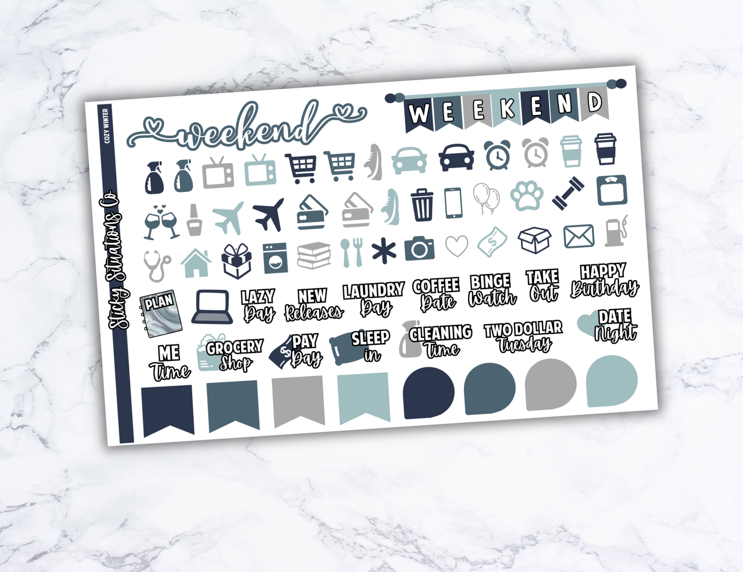 Cozy Winter Full Vertical Planner Sticker Kit – Fun and Bright Matte Stickers for Weekly Layouts | Perfect for Winter Planning