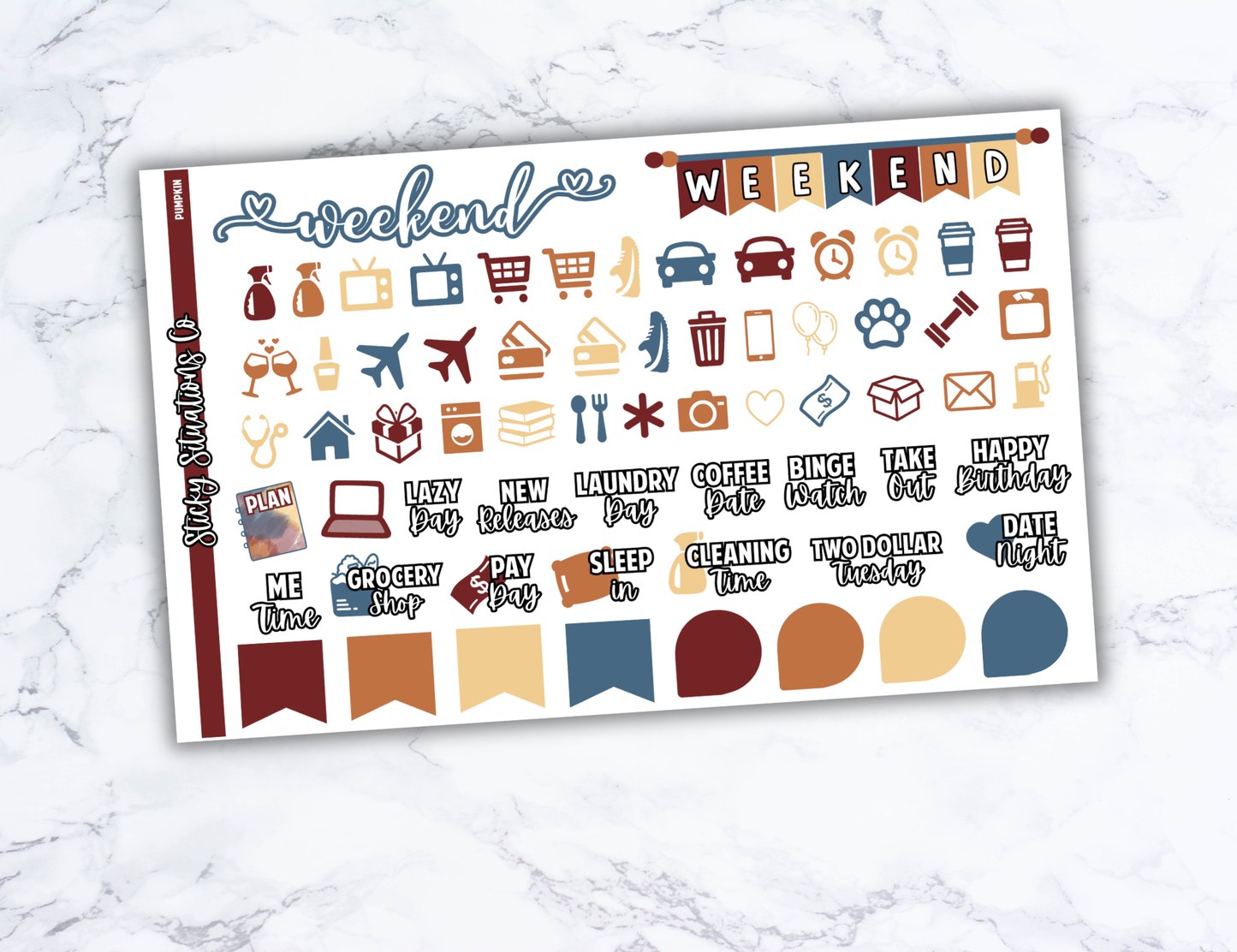 Pumpkin Mini Vertical Planner Sticker Kit – Fun and Bright Matte Stickers for Weekly Layouts | Perfect for Fall Planning