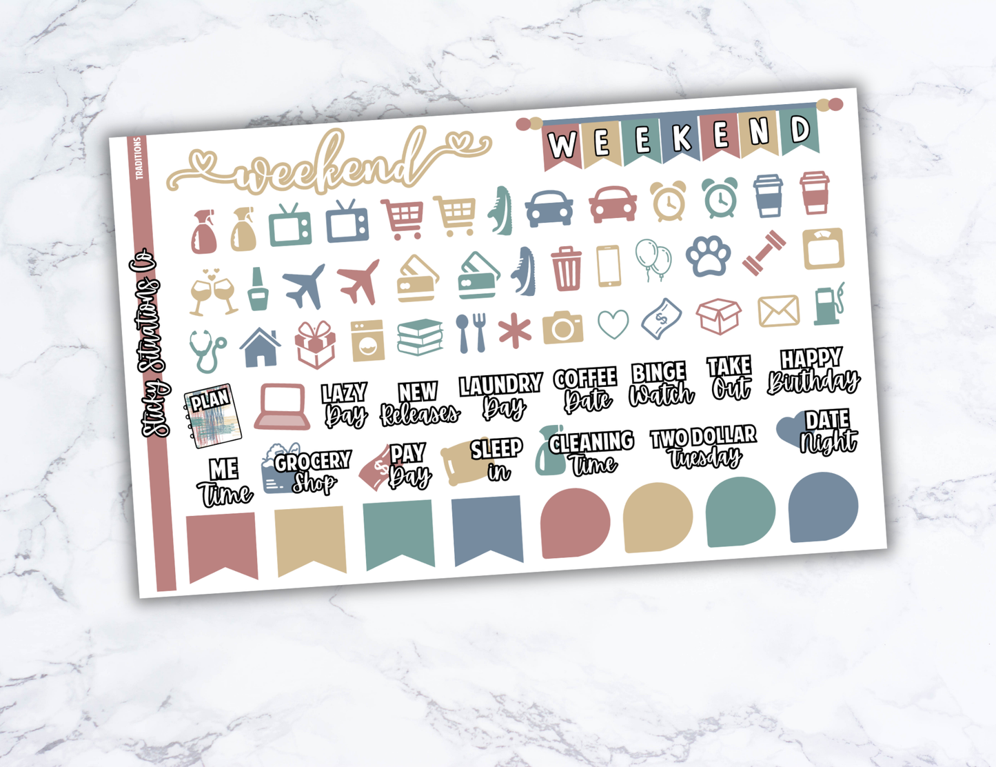 Traditions Mini Vertical Planner Sticker Kit – Fun and Bright Matte Stickers for Weekly Layouts | Perfect for Christmas Planning