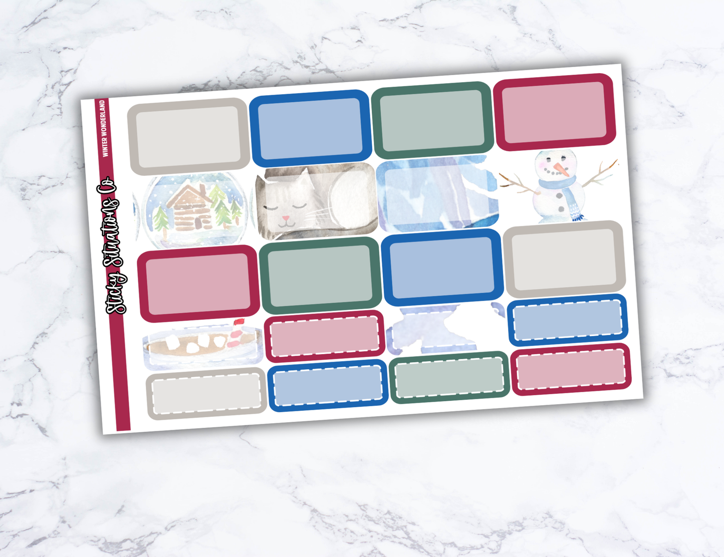 Winter Wonderland Mini Vertical Planner Sticker Kit – Fun and Bright Matte Stickers for Weekly Layouts | Perfect for Winter Planning