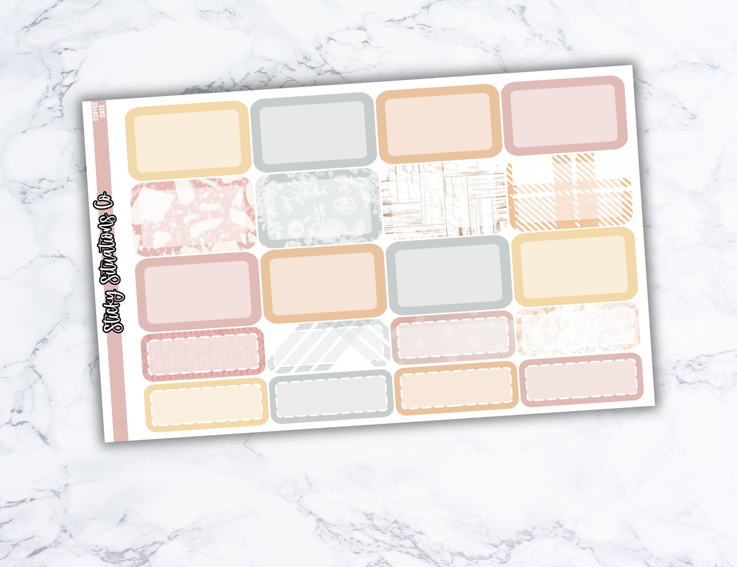 Coffee Date Full Vertical Planner Sticker Kit – Fun and Bright Matte Stickers for Weekly Layouts | Perfect for Every Day Planning