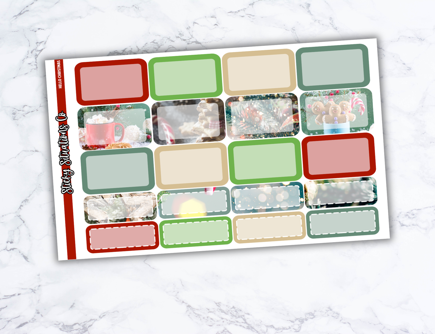 Hello Christmas Full Vertical Planner Sticker Kit – Fun and Bright Matte Stickers for Weekly Layouts | Perfect for Christmas Planning