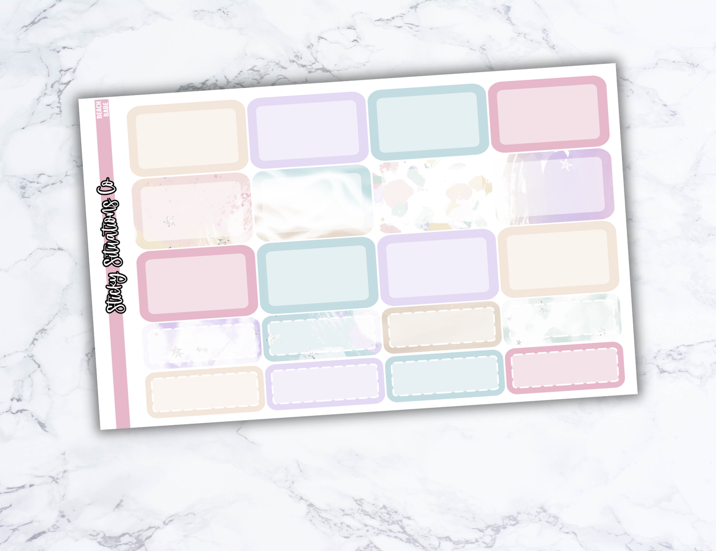 Beach Babe Mini Vertical Planner Sticker Kit – Fun and Bright Matte Stickers for Weekly Layouts | Perfect for Summer Planning