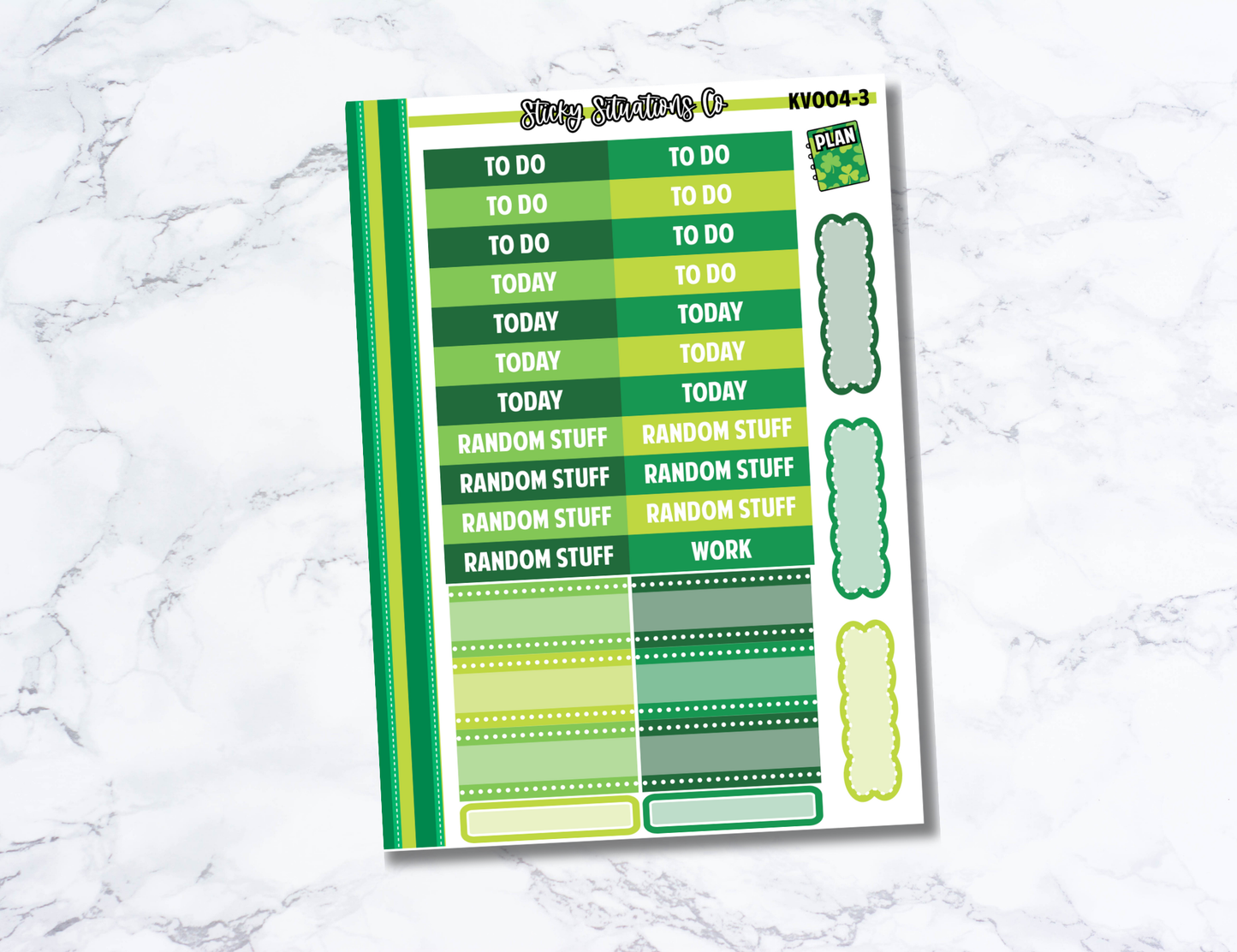 St. Patrick's Day Themed Sticker Kit | Four Page Functional Sticker Kit Made for Vertical Planners