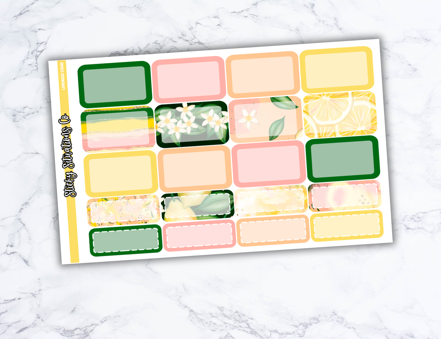 Lemonade Stand Mini Vertical Planner Sticker Kit – Fun and Bright Matte Stickers for Weekly Layouts | Perfect for Summer Planning