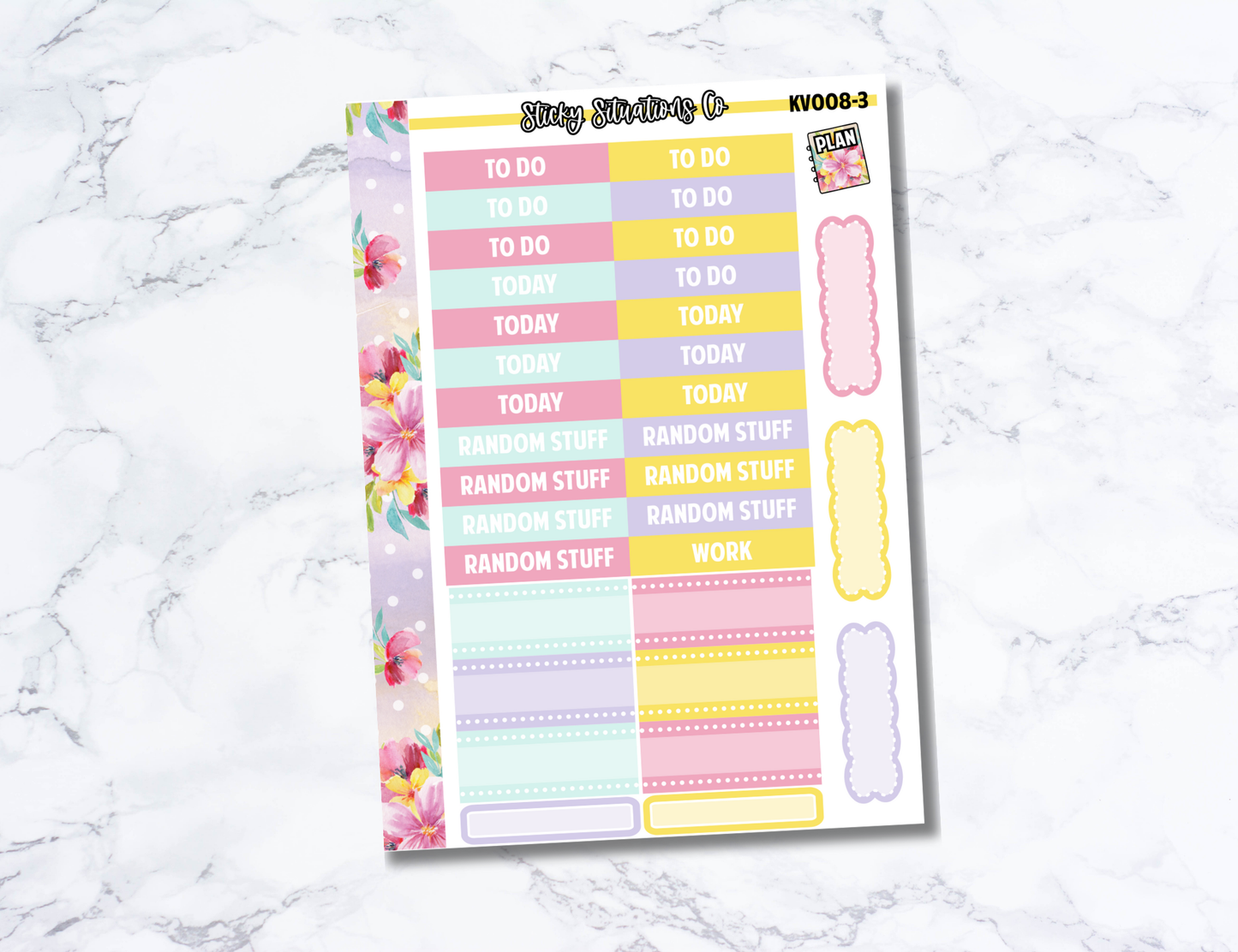 Spring Themed Sticker Kit | Four Page Functional Sticker Kit Made for Vertical Planners