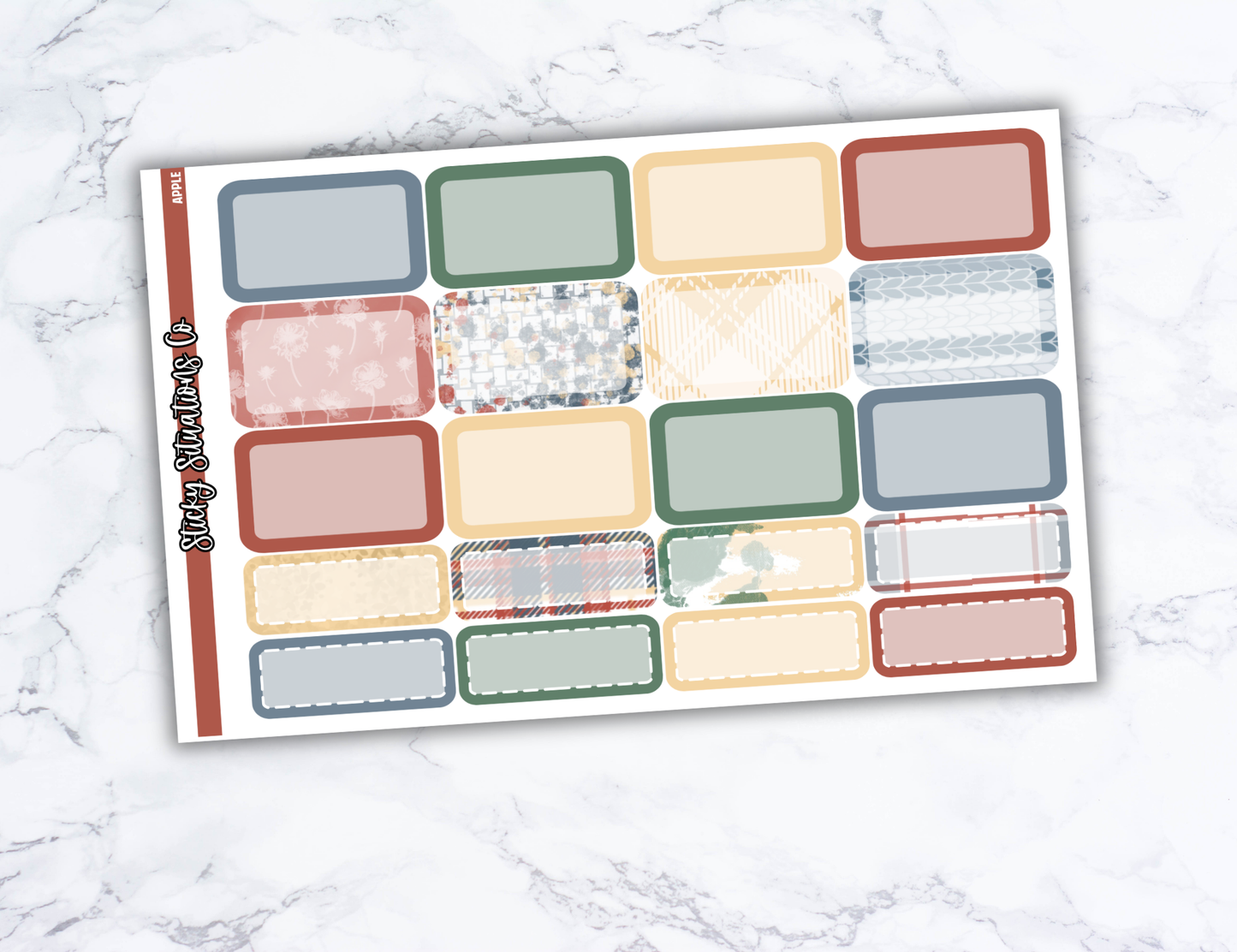 Apple Mini Vertical Planner Sticker Kit – Fun and Bright Matte Stickers for Weekly Layouts | Perfect for Fall Planning