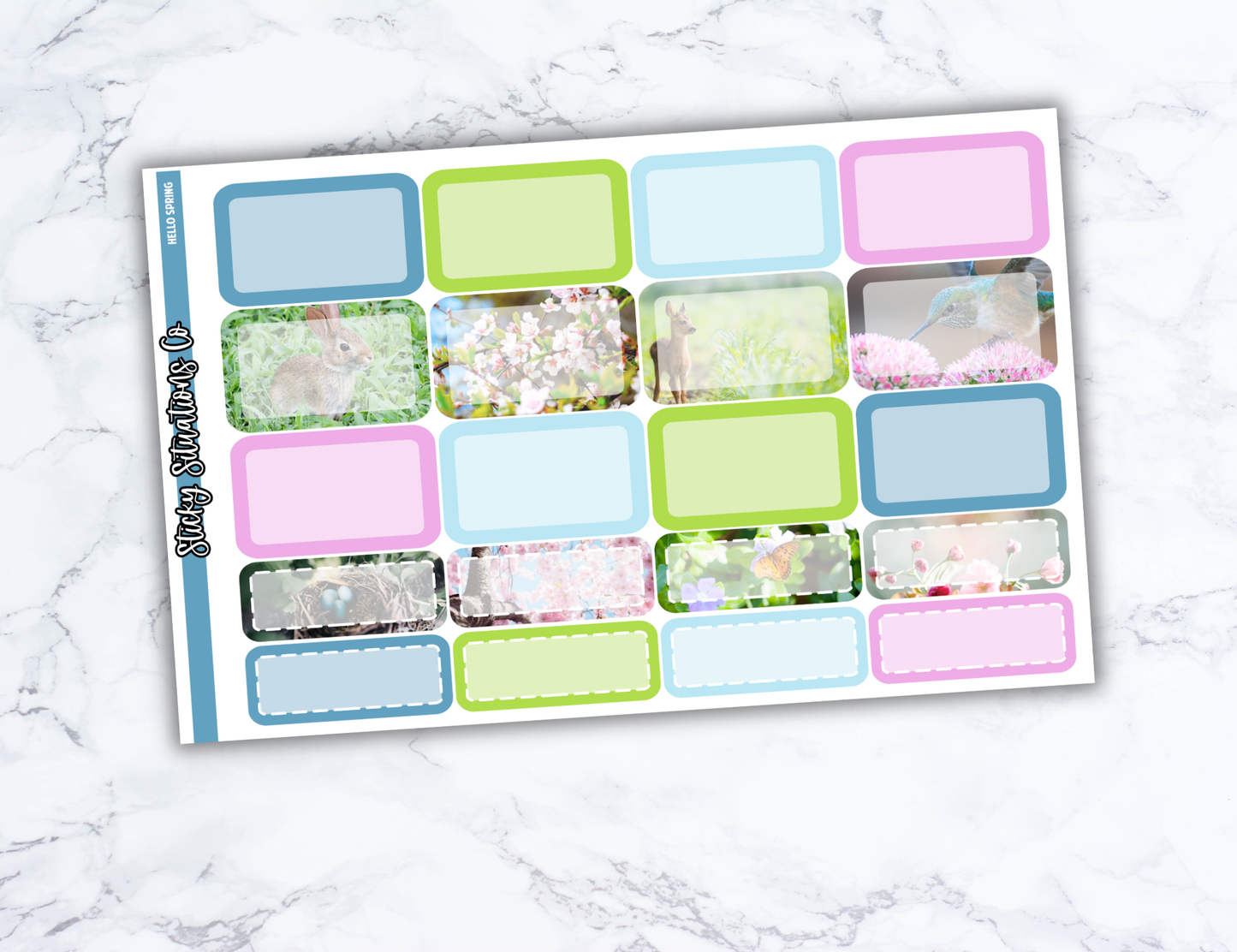 Hello Spring Full Vertical Planner Sticker Kit – Fun and Bright Matte Stickers for Weekly Layouts | Perfect for Spring Planning